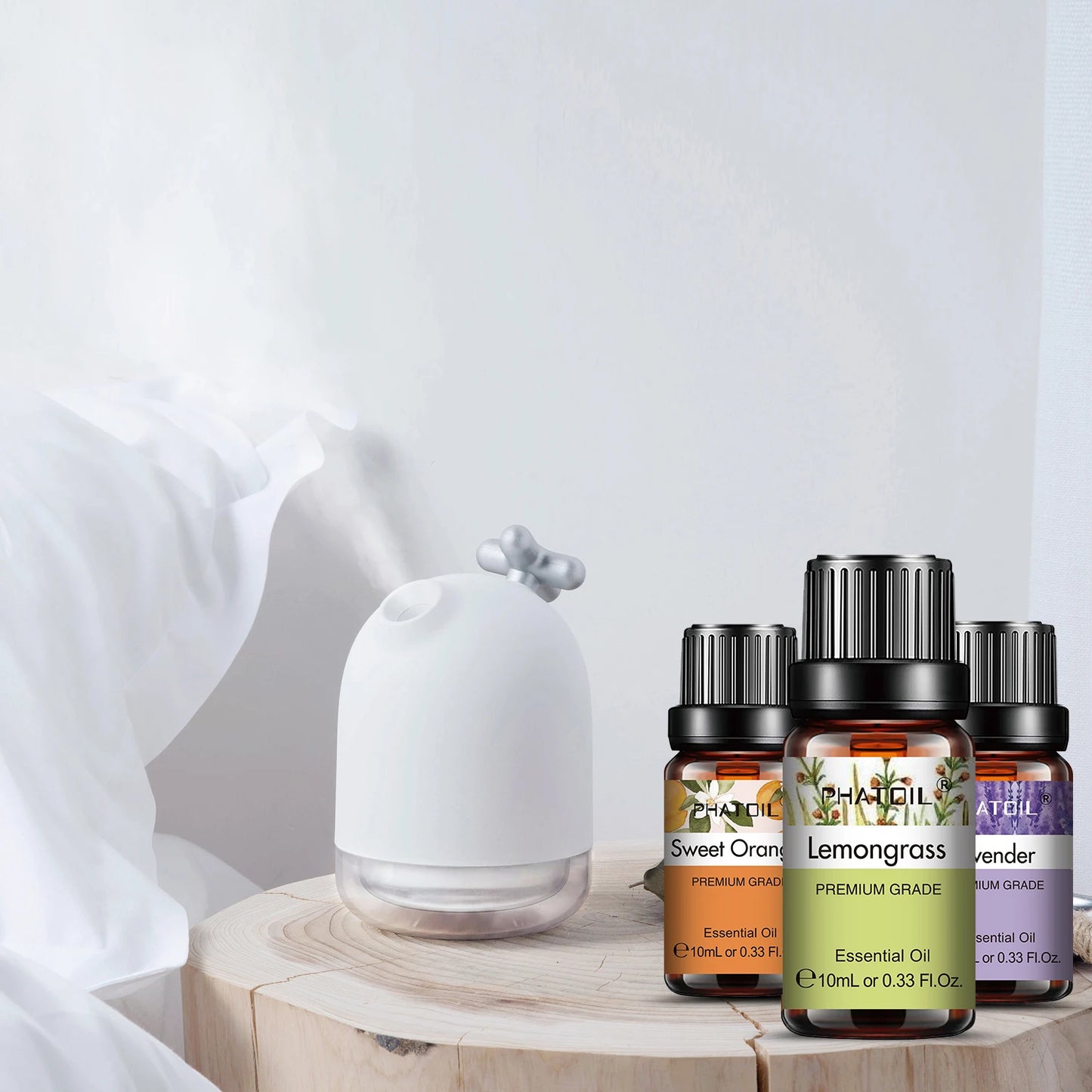 PHATOIL 6pcs Essential Oil Set 10ml Pure Natural Lavender Eucalyptus Peppermint Tea Tree Orange Lemongrass for Diffuser Candles