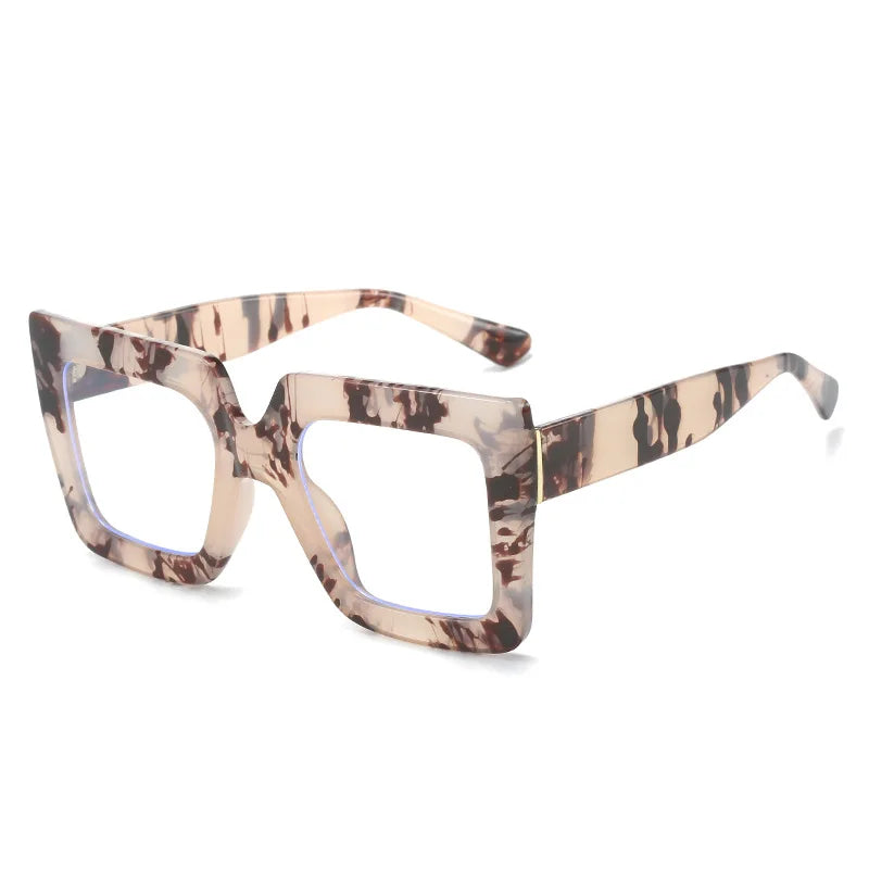 Big Oversized Square Eyeglass Frames Women Trendy Gradients Transparent Computer Optical Lenses Glasses Anti Blue Lens Eyewear