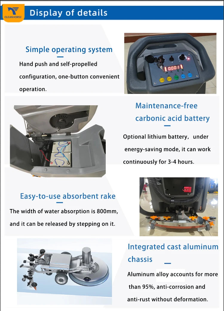 Multi-function Battery Operated Robot Industrial Self Propelled Floor Washing Machine Scrubber Dryer