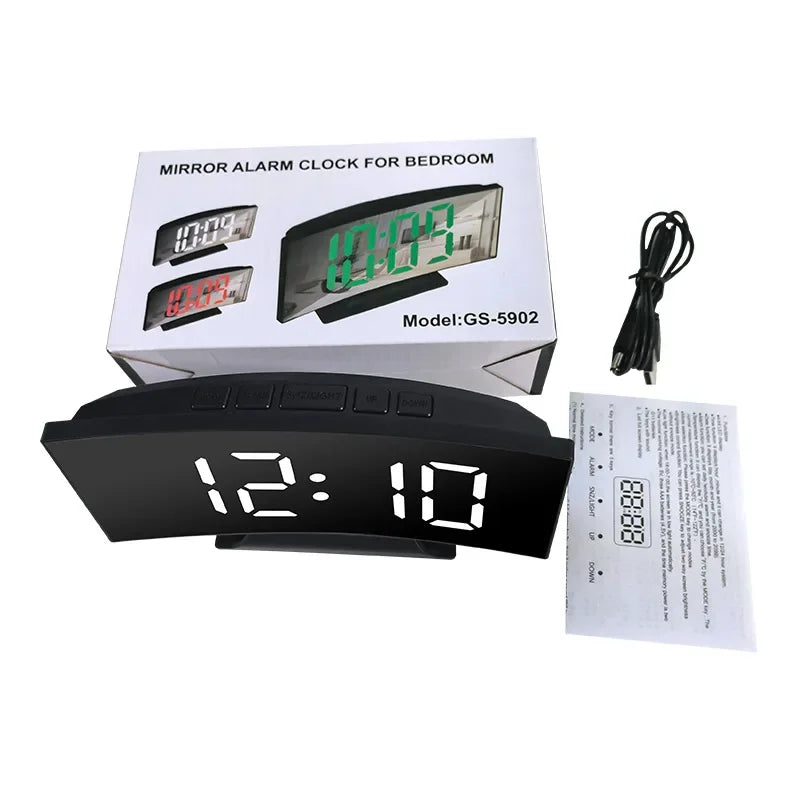 LED Digital Electronic Clock Backlight Large Number Alarm Clock Temperature Calendar Bedside Table Nightlight Home Decoration