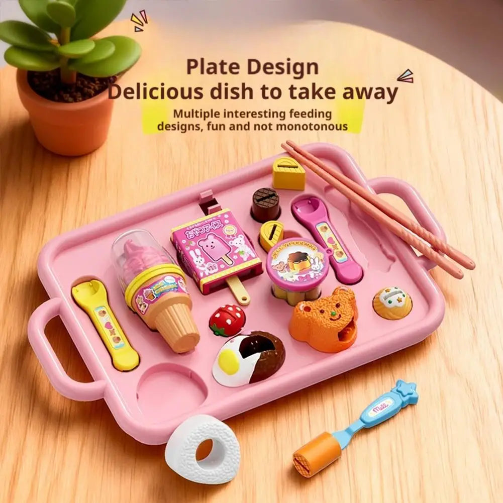 NEW Food Feeding Pudding Feeding Ice Cream Toy Set Early Education Food Platter Role Play Fun Children Girl Play House Toys Gift