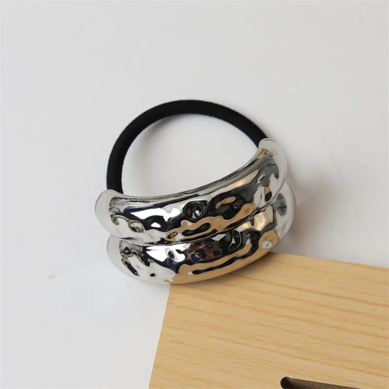 XIALUOKE Vintage Multilayer Metal Geometry Hair Bands Rope For Women Headband Elastic Ponytail HairPins Hairwear Hair Jewelry