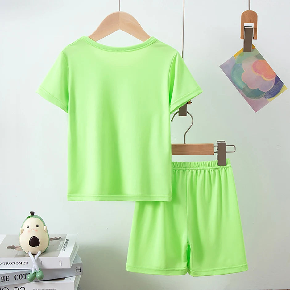 8/2 Pcs Children's Summer Cute Printing Suit Boy Casual Fashion Pocket Bear Short Sleeve Girl Sweet And Cute Joker Comfort Short