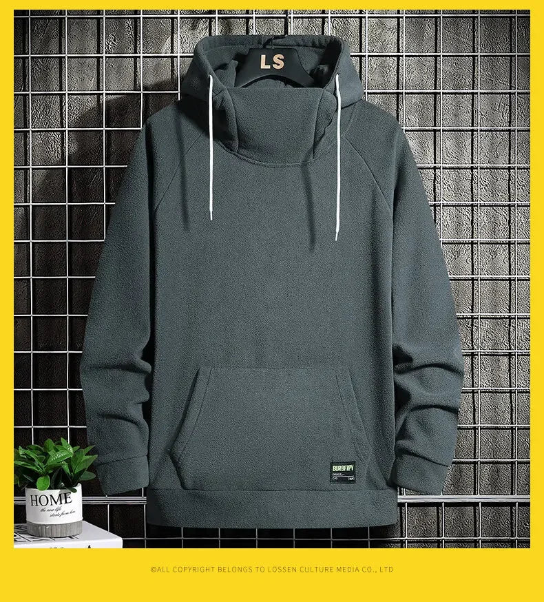 2026 Men's Thick Polar Fleece Sweatshirt Paired Couple Y2k Streetwear Autumn Winter Hood Sports Black Windproof Oversized Hoodie