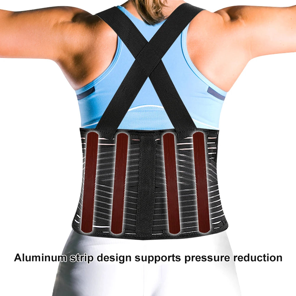 Heavy Duty Back Brace for Lifting - Lower Back Pain Relief & Support for Men & Women - Work, Gym Sport - Breathable & Adjustable