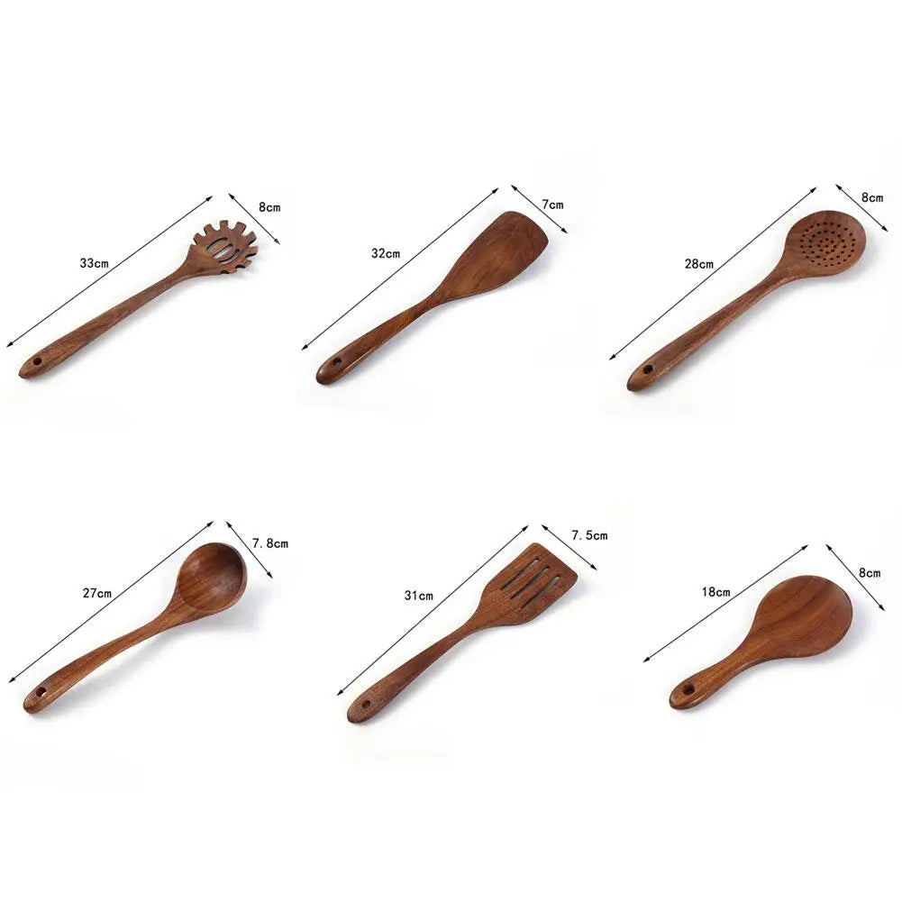 Wooden Spoons for Cooking, Acacia Wood Cooking Utensils Set Wooden Kitchen Tools Spoon Rest Nonstick Cookware Kit Safe