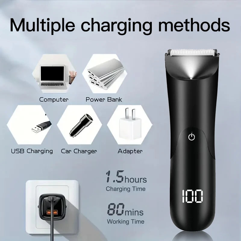 Mens Body Hair Trimmer for Men Balls Women Lady Shaver Hair Removal Bikini Trimmer Groin & Body Shaver Groomer Arm Beard Razor