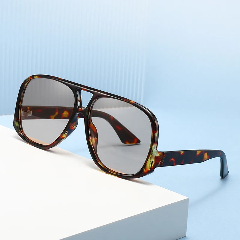 Hiking Camping Oversized Women Double Bridges Anti Light Glasses Fashion Outdoor Driving Eyeglasses Beach Travel UV400 Shades