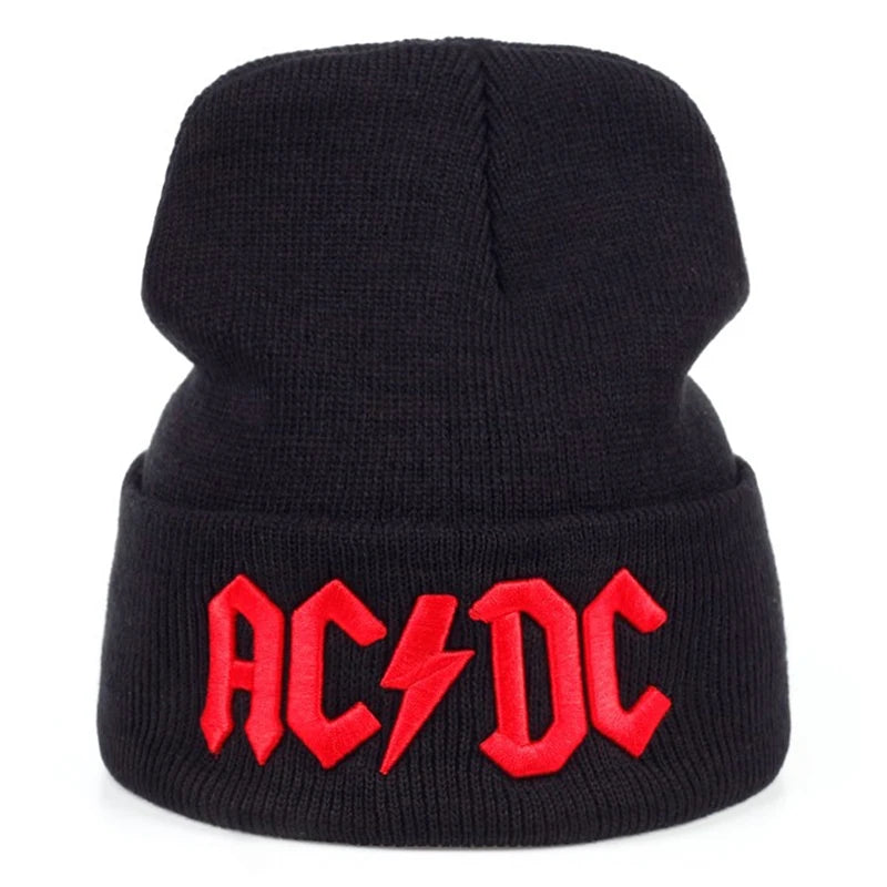 2025 Fashion New Simple Knitted Hat ACDC Embroidered Bean Hat Outdoor Daily Commuter Borderless Hat Windproof Warm Hip Hop Hat