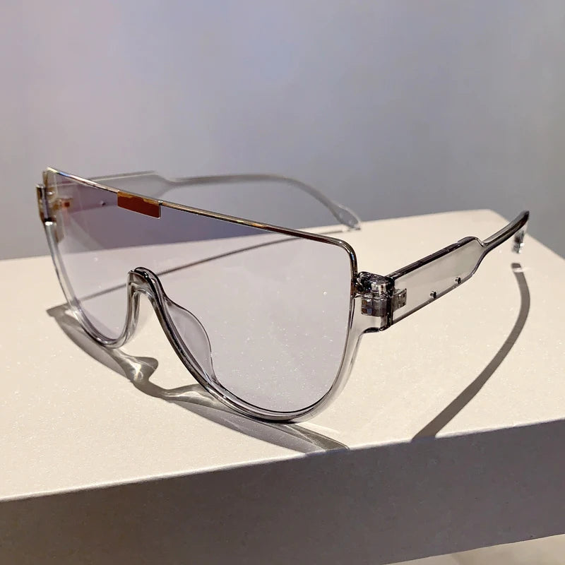 KAMMPT Vintage Semi-round Sunglasses Women Fashion Monoblock Outdoor Goggle Shades Ins Trending 2023 New Design UV400 Eyewear