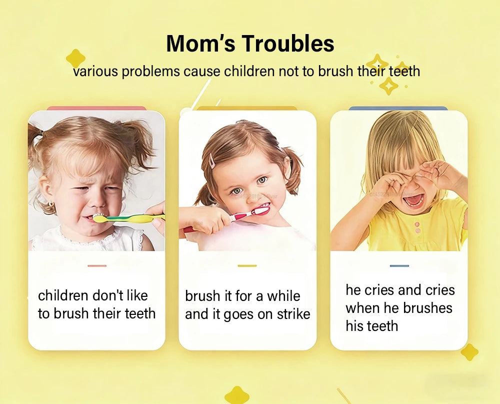 Children'S Electric Toothbrush 360° Sonic Electric Toothbrush Rechargeable Smart Toothbrush Blue Light IPX7 Toothbrush U-Shaped