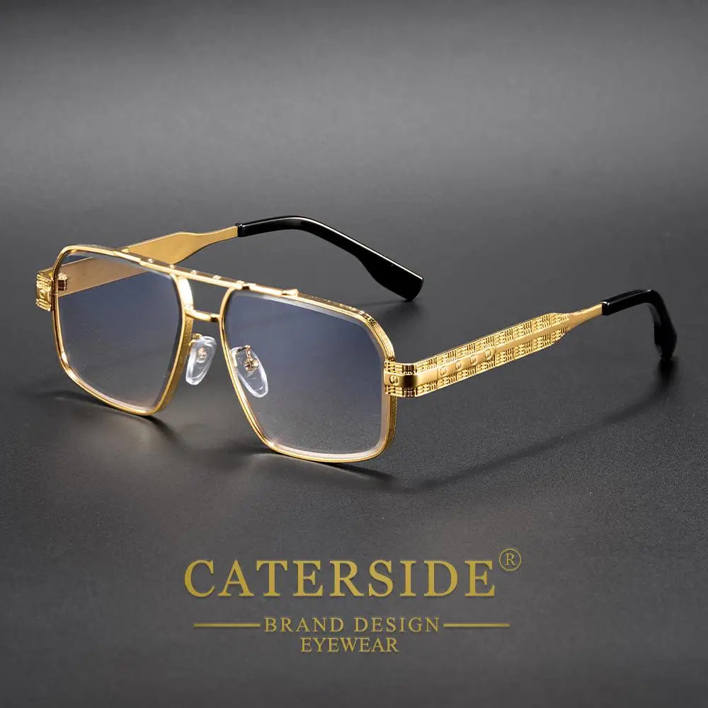 CATERSIDE Men's Luxury Sunglasses High-Quality Metal Frame Sun Glasses Fashion Women's Outdoor Travel Decoration Glasses Uv400