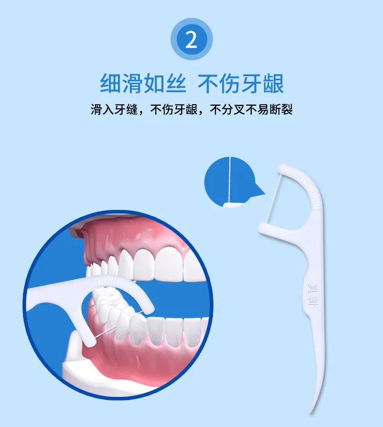 50Pcs/Box Portable Disposable Dental Floss Plastic Toothpick High-tension Dental Floss Stick Dental Floss Box ﻿Oral Care 치실 디스펜서