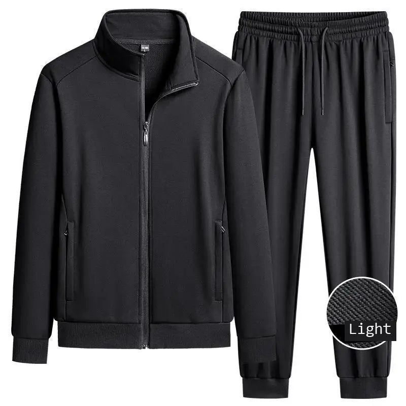 Spring Autumn Pure Cotton Stand Collar Sports Suit Set Thin Casual Workout  Men's Sweatshirt Jack And Pant Suit Two Piece Set