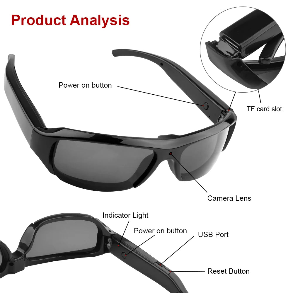 New Glasses With 1080P Outdoor Sports Camera Mini Wifi Intelligent Headset Glasses 110 Wide Angle Lens APP Control Action Camera