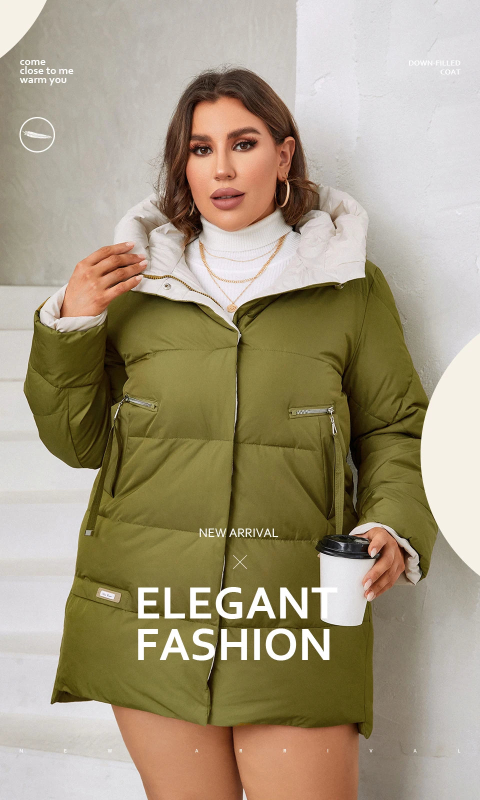 HaiLuoZi 2023 New Plus Size Women Winter Jacket XL-6XL Thick Female Outwear Slant Pockets High-quality Quilted Women's Coat 1115