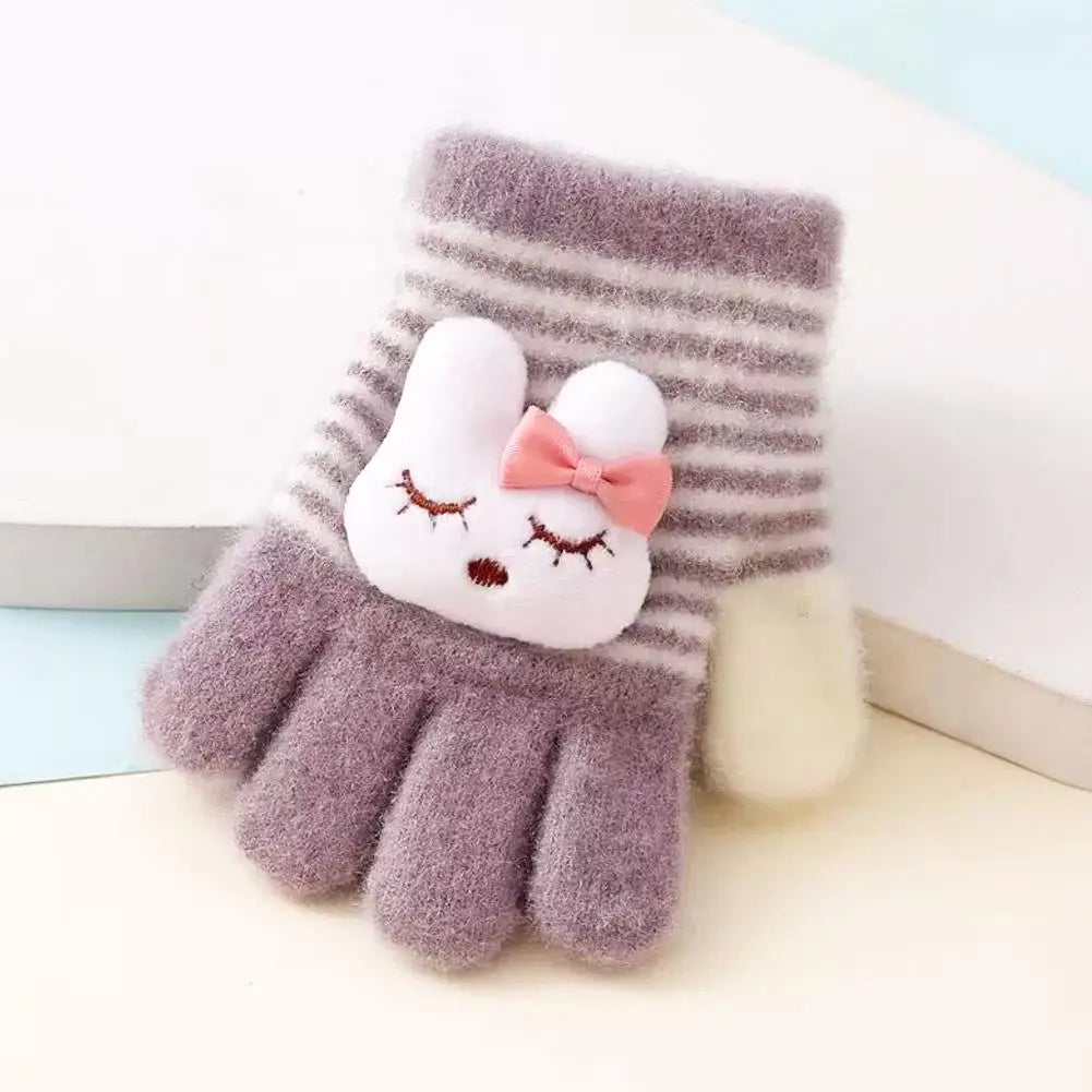 Kids Winter Gloves Thermal Warm Windproof Cartoon Animal Mittens for Boys Girls Children Outdoor Skiing Full-Finger Gloves