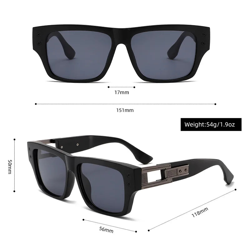 2025 New Square Retro Glasses Men Women Fashion Luxury Original Designer Sun Glasses Male Reflective Lens Gafas De Sol UV400