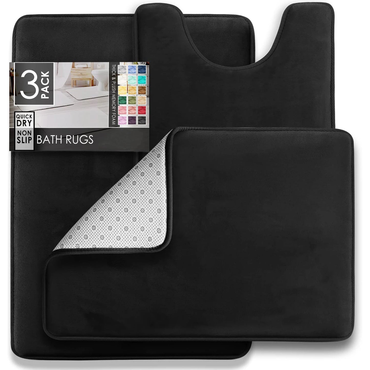 3PC  Bathroom Rugs Velvet Memory Foam Non-Slip Bath Rugs Machine Wash Dries Quickly - Ultra Soft Bath Mats for Bedroom kitchen