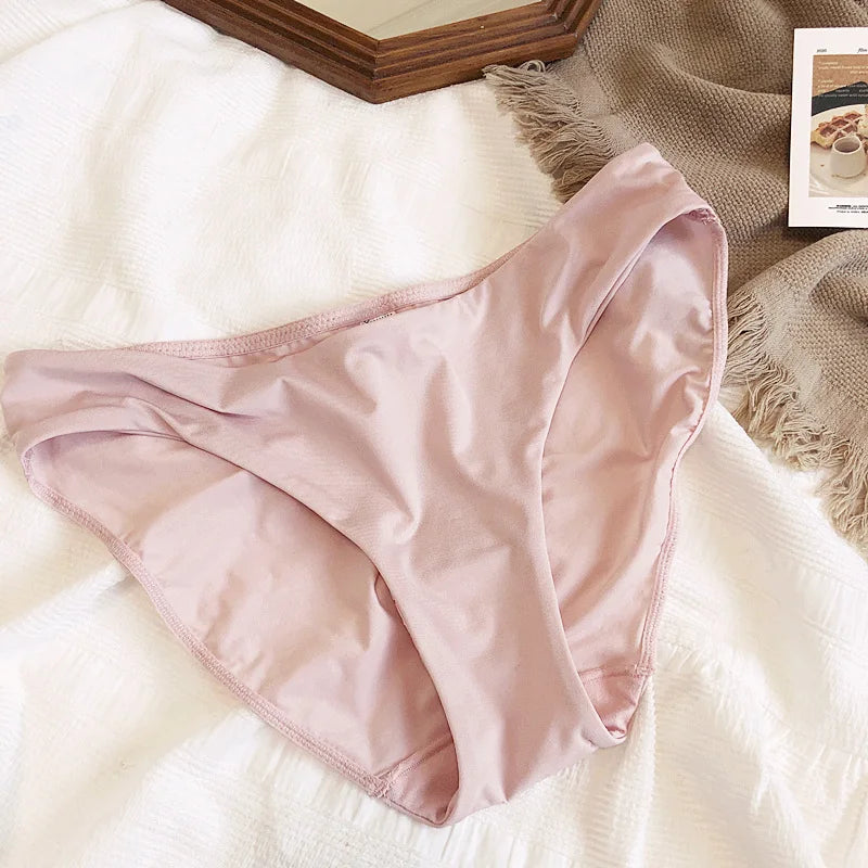 9 Color Women Seamless Panties Sexy Low Waist Milk Silk Comfort Breathable Briefs Buttock Cover Basic Shorts Ladies Lingerie
