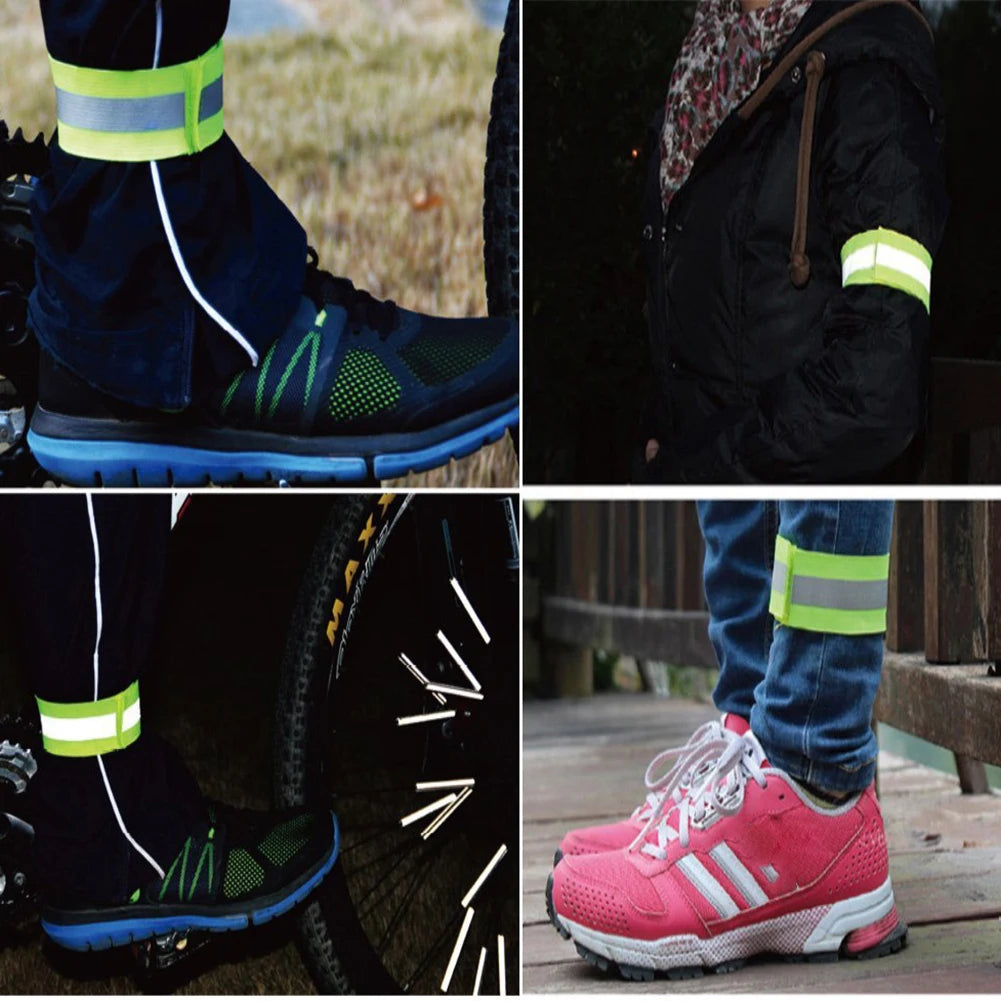 Reflective Bands&Vest Elastic Armband Wristband Ankle Leg Straps Safety Reflector Tape Straps for Night Walking Cycling Running