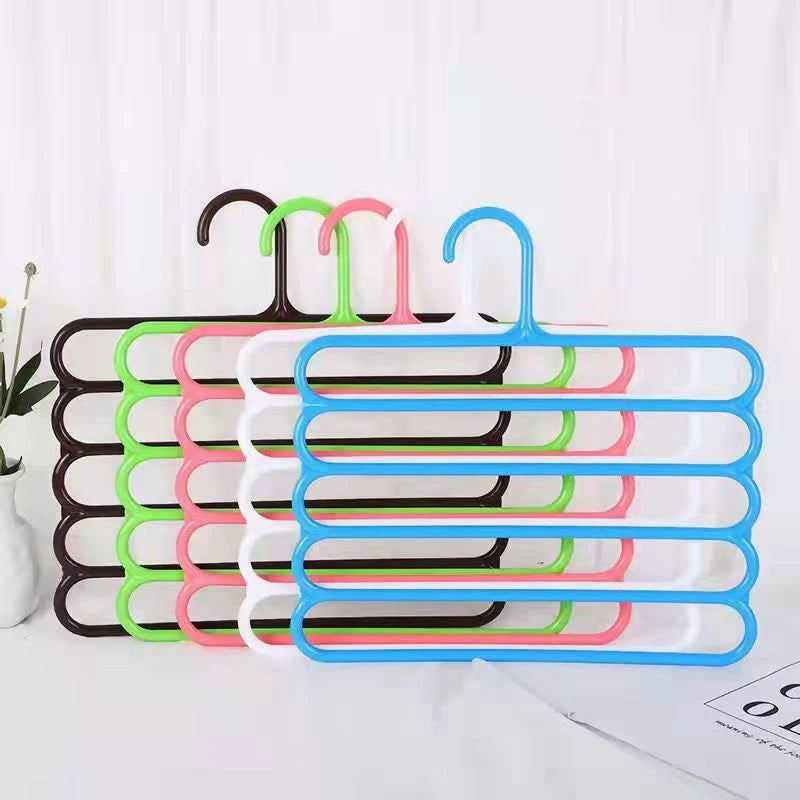 Clothes Hangers Trousers Hangers Holders Closet Storage Organizers 5 Layers Pants Towel Scarfs Racks Storage Organization