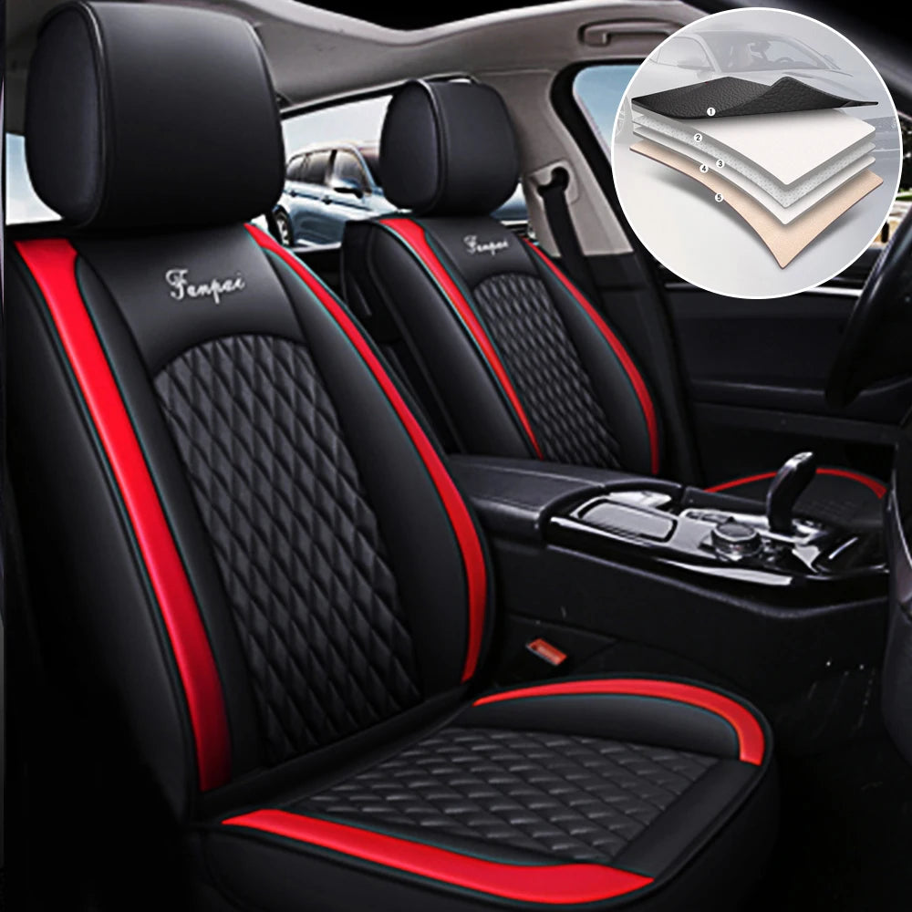 Black Red Car Seat Covers  5-Seats Protection Cushion Ct0008  Universal Seat Cover