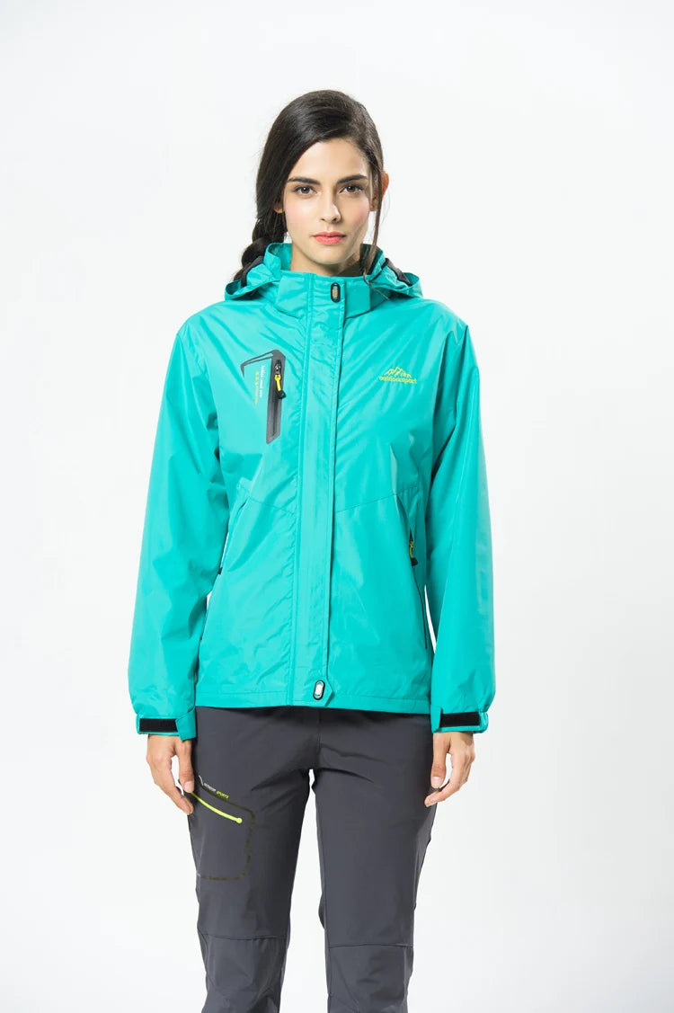 TRVLWEGO Women's Autumn Waterproof Rain Jacket Camping Lightweight Raincoat Hooded Hiking Jacket Softshell Windbreaker Coats
