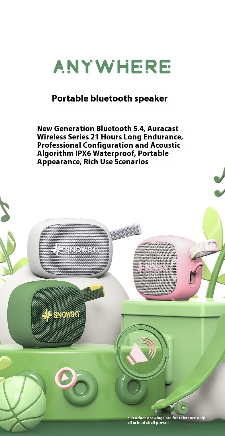FiiO SnowSky Anywhere Protable Bluetooth Speaker IPX6 Waterproof 45mm Loudspeaker 1400mAh Mini Bluetooth Speaker Outdoor Hiking