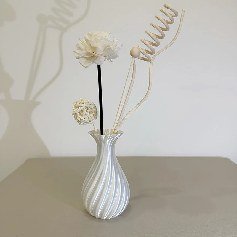 New Modern Style 3D Printed Flower Vase Swirl Pattern Aesthetic Floral Display for Living Room Desktop Decor