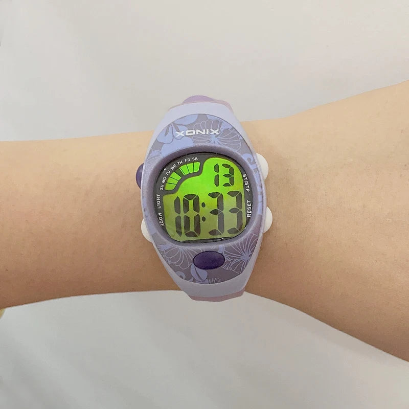 XONIX Woman Student Multi-function Waterproof 100m Sports Swim Dive Alarm Stopwatch Luminous Electric Watch LJ