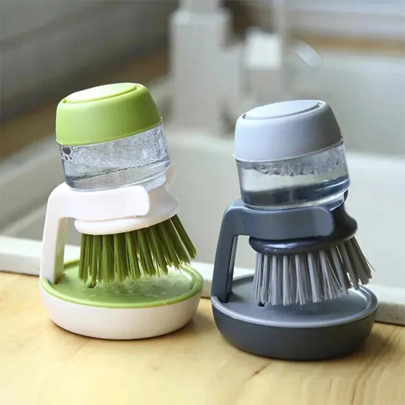 Automatic Liquid Dishwashing Brush Kitchen Household Dishwashing Brush Cleaning Kitchen Soap Dispenser Brush Gray/green