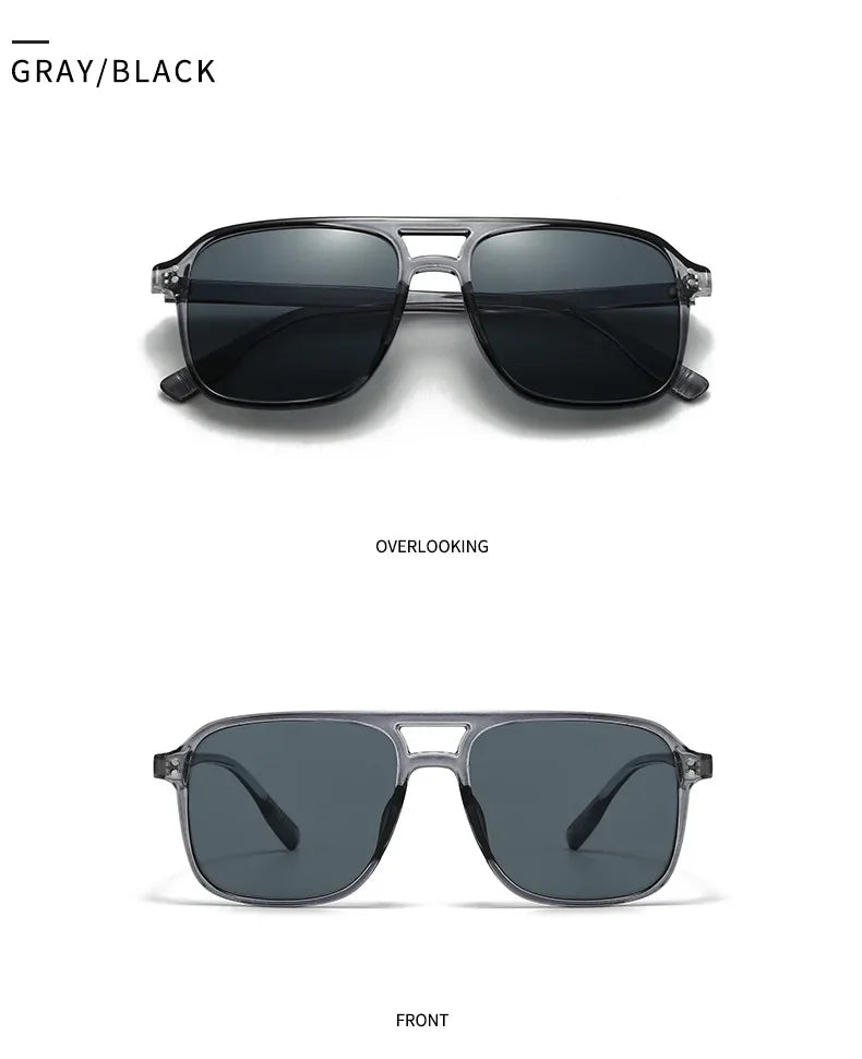 SO&EI Fashion Double Bridges Square Rivets Women Sunglasses Retro Men Gradient Shades UV400 Sun Glasses