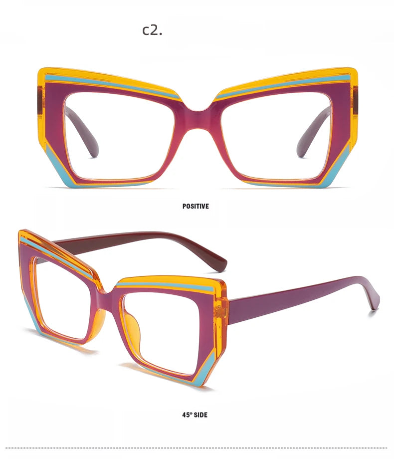 Cat Eye Anti Blue Light Glasses Women Trendy Polygonal Vintage Luxury Design Eyeglasses Ladies Fashion Irregular Square Eyewear