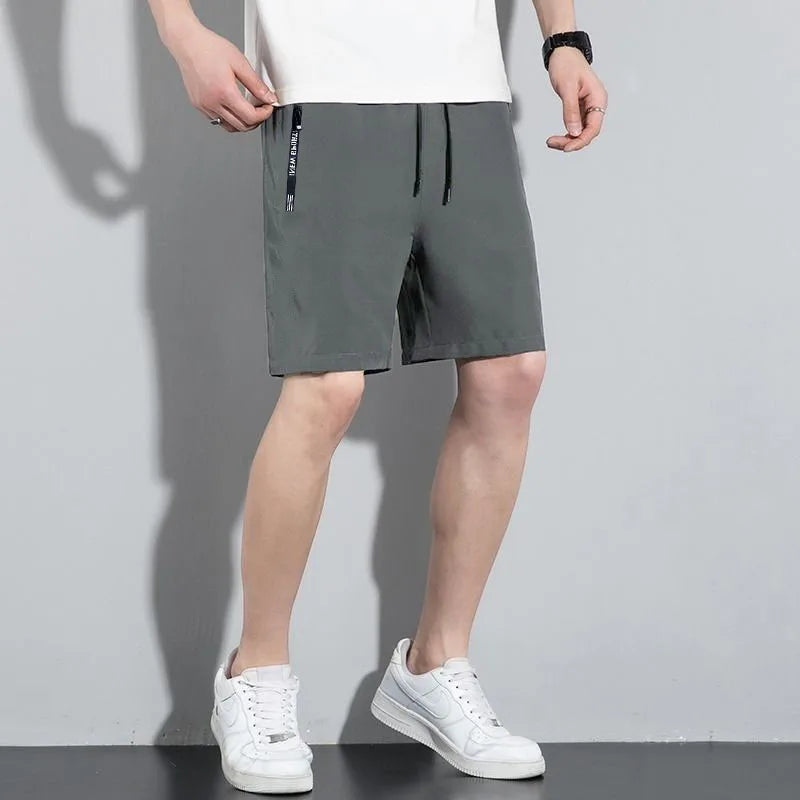 Quick Dry Shorts Men Summer Thin Short Pants Running Sports Bottom Gym Fitness Beach Zipper Pocket Loose Short Sweatpants Men