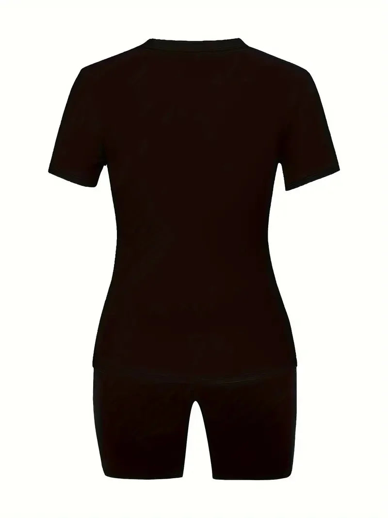 Plus size women's tops T-shirt and sports shorts suit, summer casual sports suit