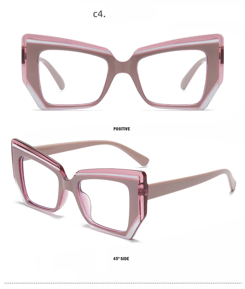 Cat Eye Anti Blue Light Glasses Women Trendy Polygonal Vintage Luxury Design Eyeglasses Ladies Fashion Irregular Square Eyewear