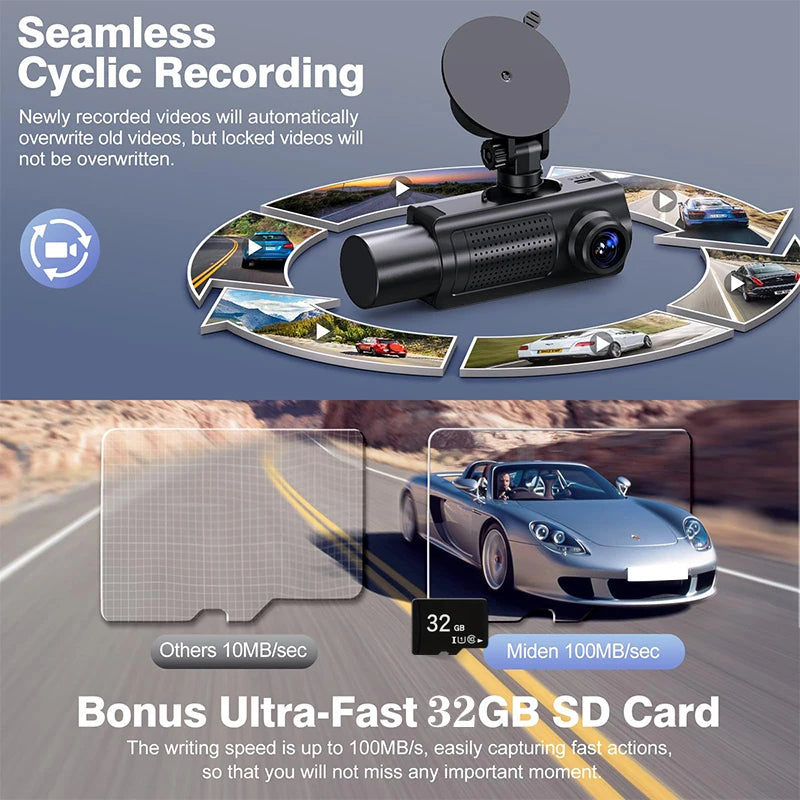 3 Cameras Car DVR Wifi 1080P Inside Vehicle Dash Cam Three Way Camera DVRs Recorder Video Registrator Mini Dashcam Camcorder