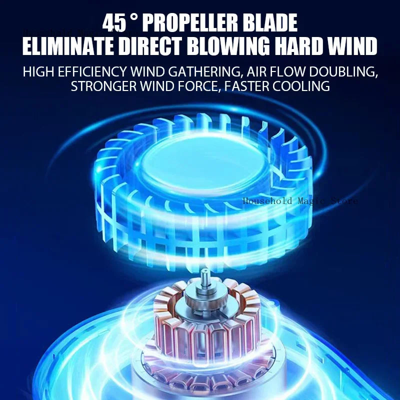 Hanging Neck Fan Digital Display Power Bladeless Neckband Fan Portable Mini Air Cooler USB Rechargeable Electric Fans