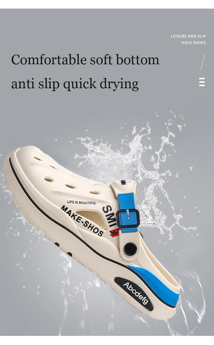 Summer Men Clogs Non-slip Thick-soled Casual Shoes Outerwear Beach Soft-soled Baotou Slippers Men's Slippers Sandals