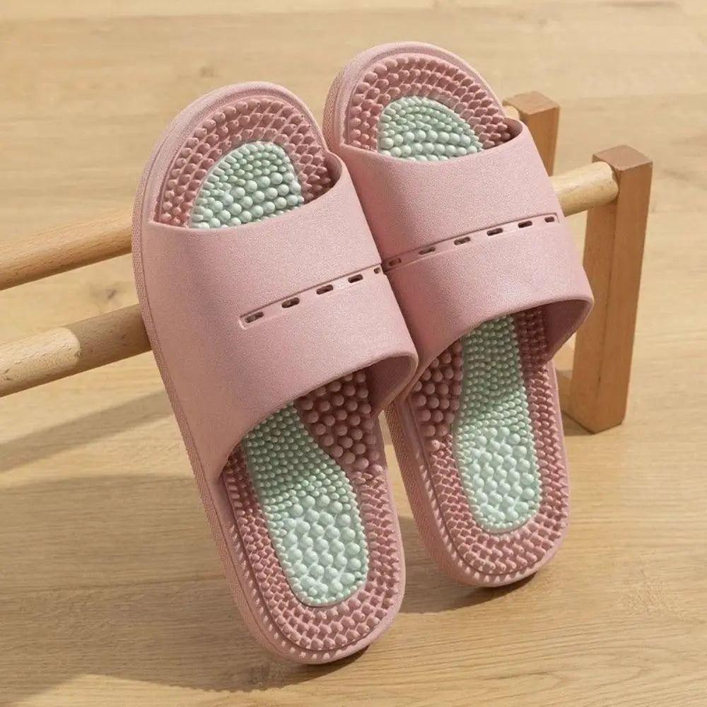 Casual Solid Color Massage Slippers PVC Non-slip Foot Acupressure Slippers Couple Slippers for Women Men
