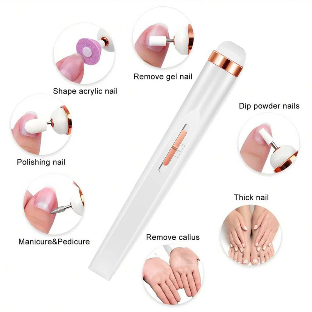 LULAA Electric Nail Drill Kit Rechargeable Cordless Manicure Kit Portable Nail Grinding Polisher for Trim Nails Exfoliating