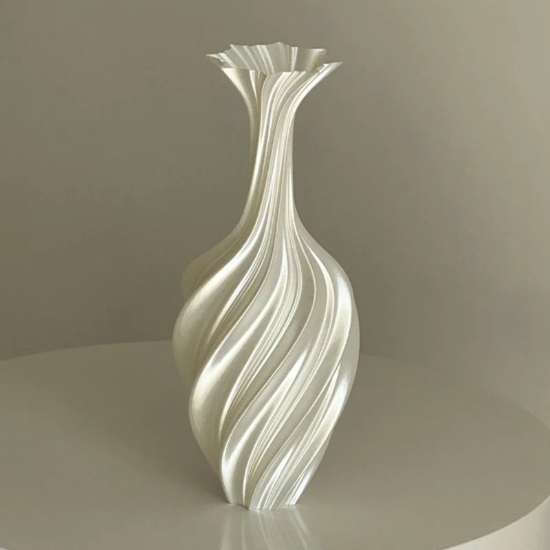 New Modern Style 3D Printed Flower Vase Swirl Pattern Aesthetic Floral Display for Living Room Desktop Decor