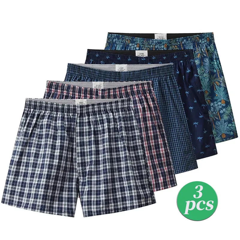 3pcs/set cotton men's boxer shorts, high-quality,comfortable, healthy，non irritating shorts,skin friendly, breathable underwear