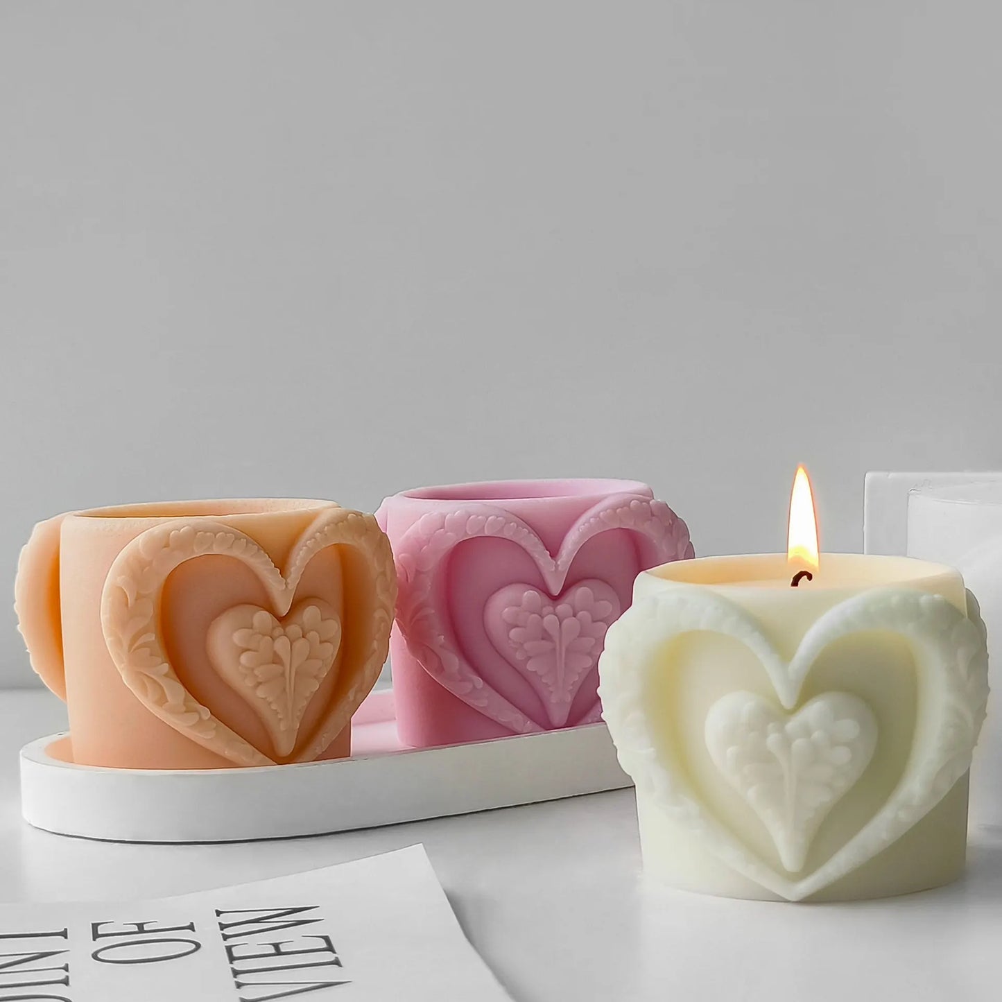 3D Love Cup Aroma Candle Silicone Mould DIY Valentine's Day Handmade Aromatherapy Plaster Ornament Mould