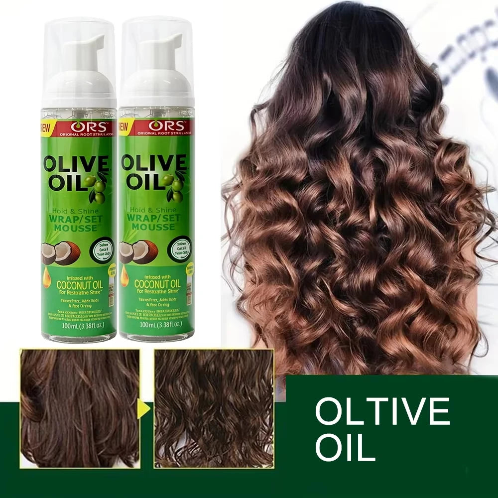 100ml Olive Oil Curly Hair Mousse for Women Strong Hold Anti-Frizz Wig Styling Foam Haircare Product