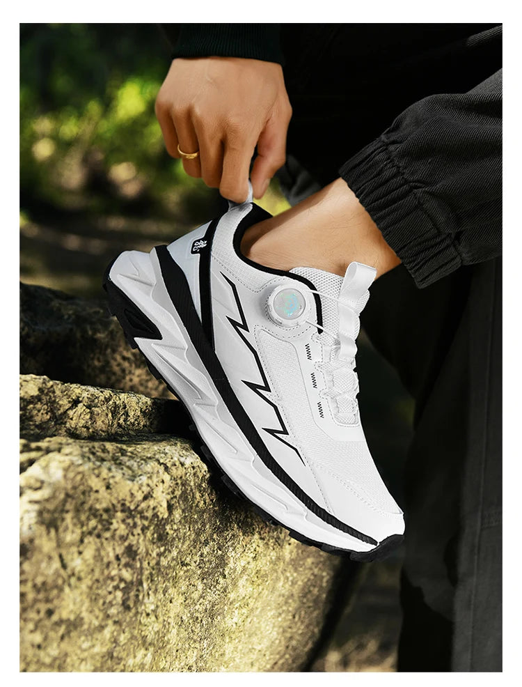 Spring Summer Large Rotating Buckle Mesh Breathable Sneakers Men's Running Shoes Fashion Casual Shoes 39-48