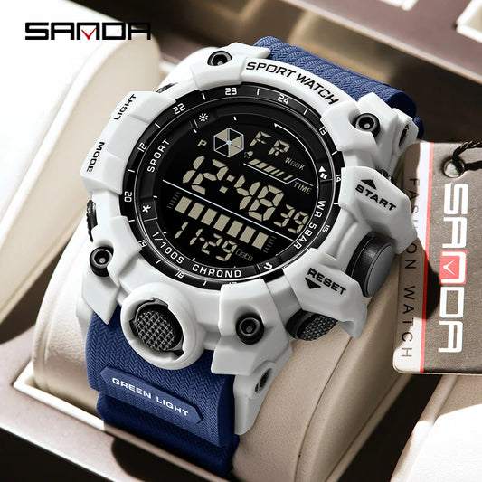 SANDA Outdoor Sports Men Watch Waterproof LED Analog Digital Show Multifunction Big Dial Electronic Wristwatch G style Male Cloc