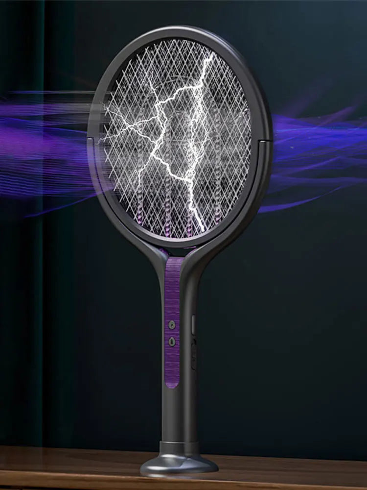 Rotating Head Mosquito Swatter Rechargeable Fly Zapper 2 in 1 Fly Killer and Mosquito Trap Lamp for Home Indoor Outdoor
