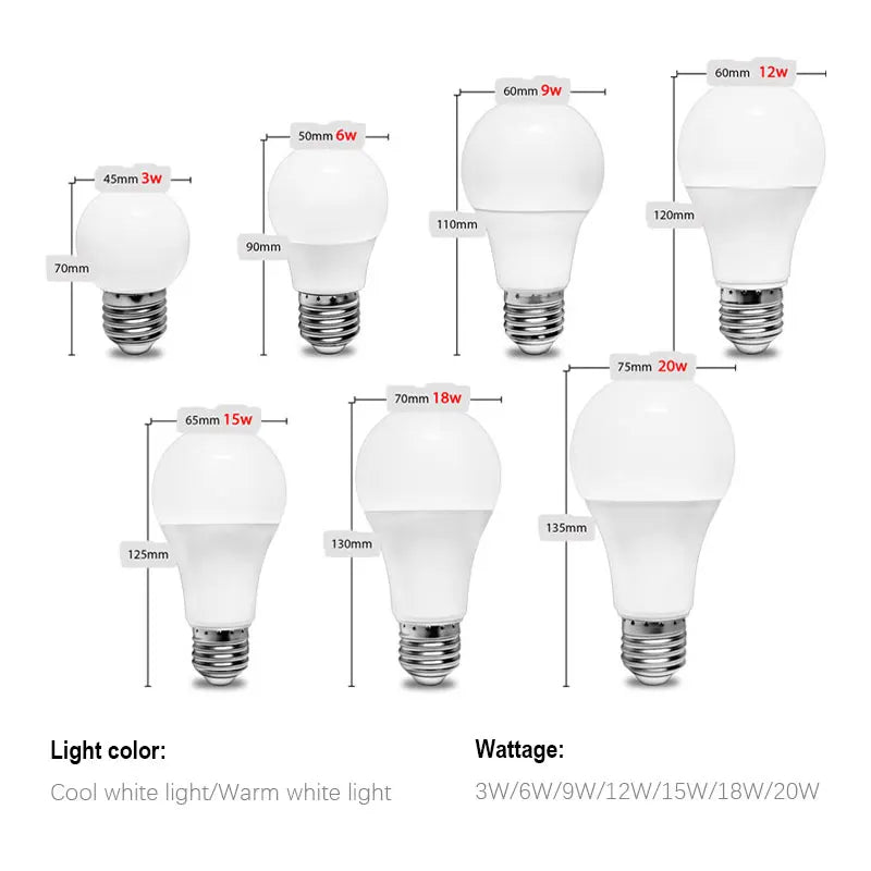 4PCS LED bulbs E27 AC220V indoor bulbs Cool white and Warm white power 20W 18W 15W 12W 9W 6W smd2835 Lampada Living LED Bombilla